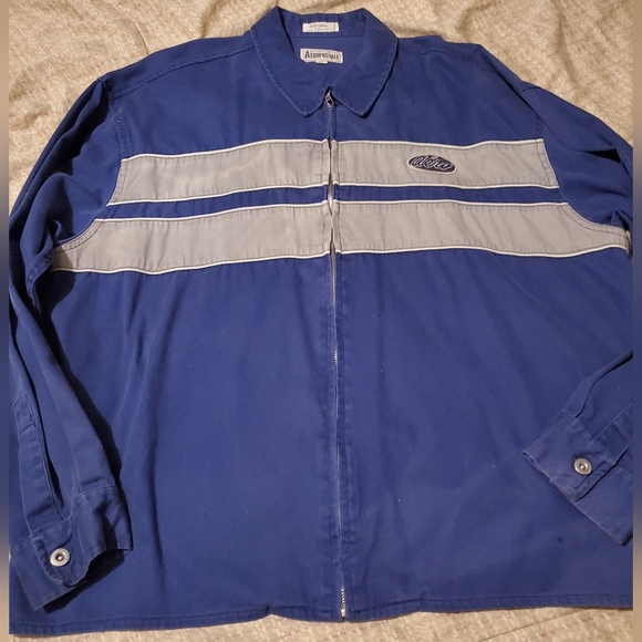 Y2K Aeropostale Zipper Light Jacket Grey & Blue Men's Size XL  Retro - Picture 1 of 9